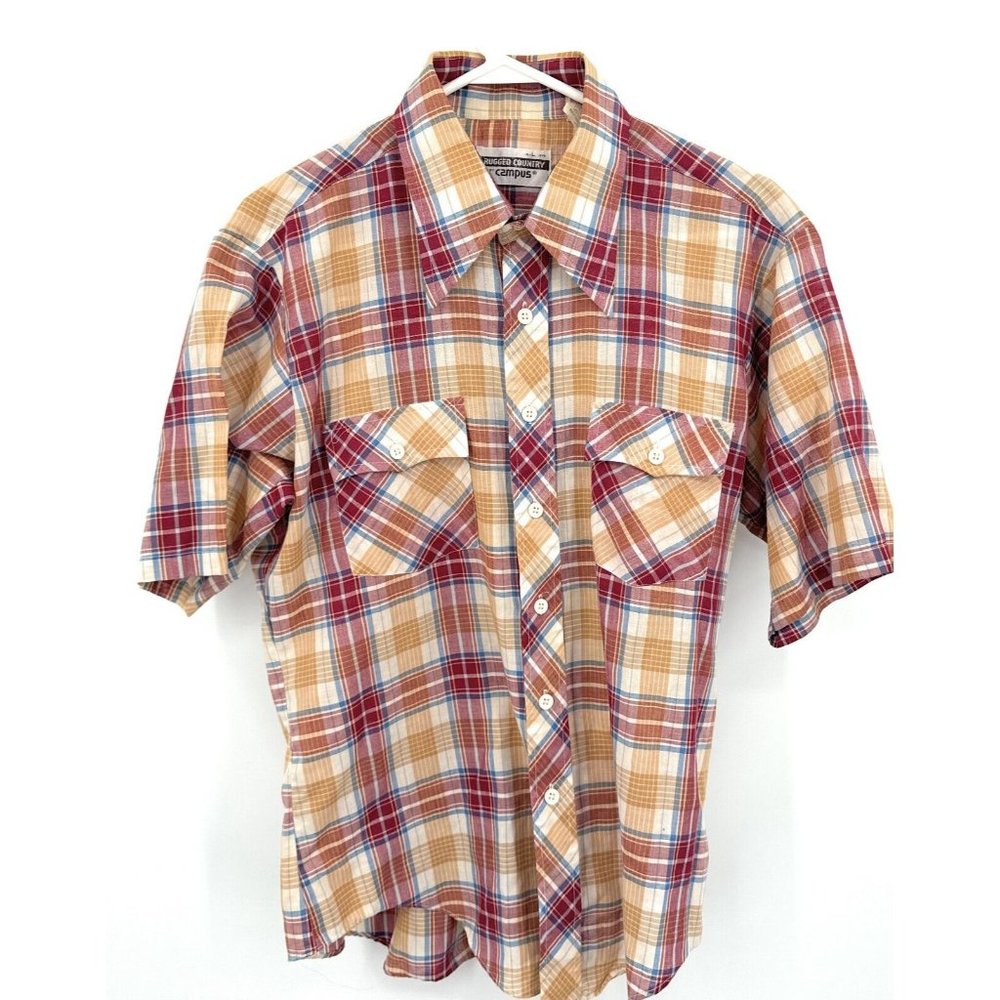 Vintage‎ Campus Rugged Country Western Shirt Men's Size L Thin Fabric